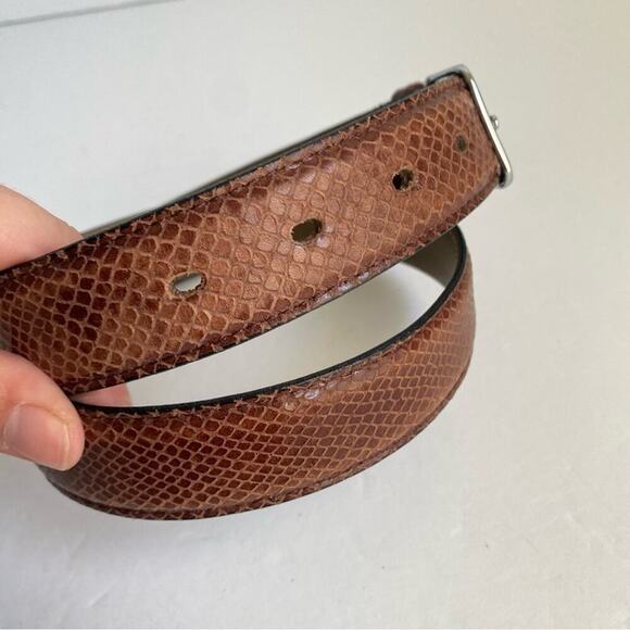 Vintage Brown Snake Embossed Belt Reptile Snakeskin Print Cartoni Unisex 32 - Picture 2 of 8